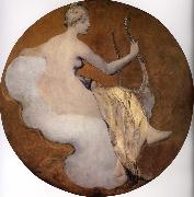Galland Pierre Victor Esquisse peinte,la Musique ou Joueuse de lyre oil on canvas